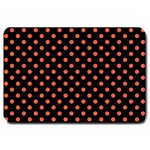 Polka Dots - Tomato Red on Black Large Doormat