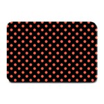 Polka Dots - Tomato Red on Black Plate Mat