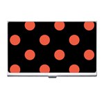 Polka Dots - Tomato Red on Black Business Card Holder