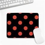 Polka Dots - Tomato Red on Black Small Mousepad
