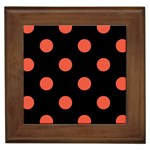Polka Dots - Tomato Red on Black Framed Tile