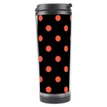 Polka Dots - Tomato Red on Black Travel Tumbler