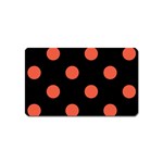 Polka Dots - Tomato Red on Black Magnet (Name Card)