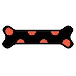 Polka Dots - Tomato Red on Black Magnet (Dog Bone)