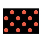 Polka Dots - Tomato Red on Black Sticker A4 (10 pack)