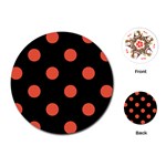 Polka Dots - Tomato Red on Black Playing Cards (Round)