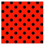 Polka Dots - Black on Ferrari Red Large Satin Scarf (Square)