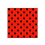 Polka Dots - Black on Ferrari Red Satin Bandana Scarf