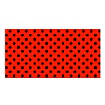 Polka Dots - Black on Ferrari Red Satin Shawl