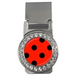 Polka Dots - Black on Ferrari Red Money Clip (CZ)