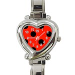 Polka Dots - Black on Ferrari Red Heart Italian Charm Watch