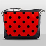 Polka Dots - Black on Ferrari Red Messenger Bag