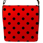 Polka Dots - Black on Ferrari Red Flap Closure Messenger Bag (S)