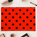 Polka Dots - Black on Ferrari Red Cosmetic Bag (XXL)