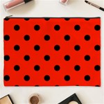 Polka Dots - Black on Ferrari Red Cosmetic Bag (XXXL)