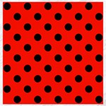 Polka Dots - Black on Ferrari Red Canvas 12  x 12 
