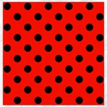 Polka Dots - Black on Ferrari Red Canvas 16  x 16 