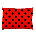 Polka Dots - Black on Ferrari Red Pillow Case (Two Sides)