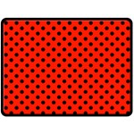 Polka Dots - Black on Ferrari Red Fleece Blanket (Large) (One Side)