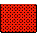 Polka Dots - Black on Ferrari Red Fleece Blanket (Medium) (One Side)