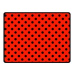 Polka Dots - Black on Ferrari Red Fleece Blanket (Small) (One Side)