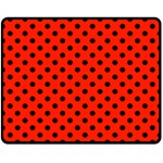 Polka Dots - Black on Ferrari Red Double Sided Fleece Blanket (Medium) (Two Sides)