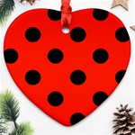 Polka Dots - Black on Ferrari Red Ornament (Heart)