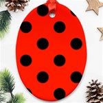 Polka Dots - Black on Ferrari Red Oval Ornament (Two Sides)