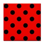Polka Dots - Black on Ferrari Red Tile Coaster