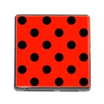 Polka Dots - Black on Ferrari Red Memory Card Reader (Square)