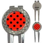 Polka Dots - Black on Ferrari Red 3-in-1 Golf Divot