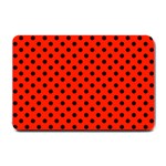 Polka Dots - Black on Ferrari Red Small Doormat