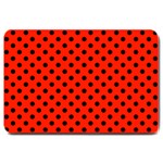 Polka Dots - Black on Ferrari Red Large Doormat