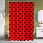 Polka Dots - Black on Ferrari Red Shower Curtain 48  x 72  (Small)
