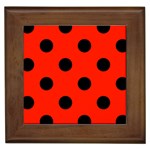 Polka Dots - Black on Ferrari Red Framed Tile