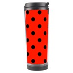 Polka Dots - Black on Ferrari Red Travel Tumbler