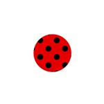 Polka Dots - Black on Ferrari Red 1  Mini Button