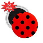 Polka Dots - Black on Ferrari Red 2.25  Magnet (100 pack)
