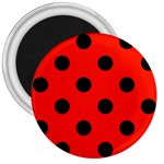 Polka Dots - Black on Ferrari Red 3  Magnet