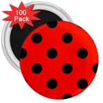 Polka Dots - Black on Ferrari Red 3  Magnet (100 pack)