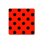 Polka Dots - Black on Ferrari Red Magnet (Square)