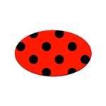 Polka Dots - Black on Ferrari Red Sticker Oval (10 pack)