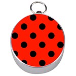 Polka Dots - Black on Ferrari Red Silver Compass