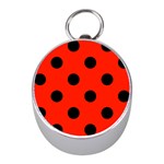 Polka Dots - Black on Ferrari Red Silver Compass (Mini)