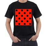 Polka Dots - Black on Ferrari Red Men s T-Shirt (Black)