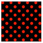 Polka Dots - Ferrari Red on Black Large Satin Scarf (Square)