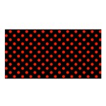 Polka Dots - Ferrari Red on Black Satin Shawl