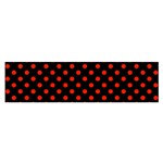 Polka Dots - Ferrari Red on Black Satin Scarf (Oblong)