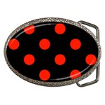 Polka Dots - Ferrari Red on Black Belt Buckle