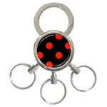 Polka Dots - Ferrari Red on Black 3-Ring Key Chain